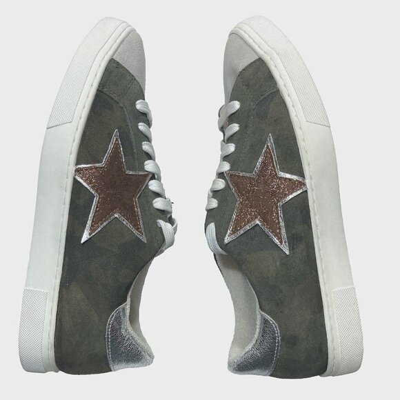 STEVEN MADDEN Rubie Multi-Function Camo Sneakers Womens 9.5M Star Shoes Low Top - Picture 3 of 13